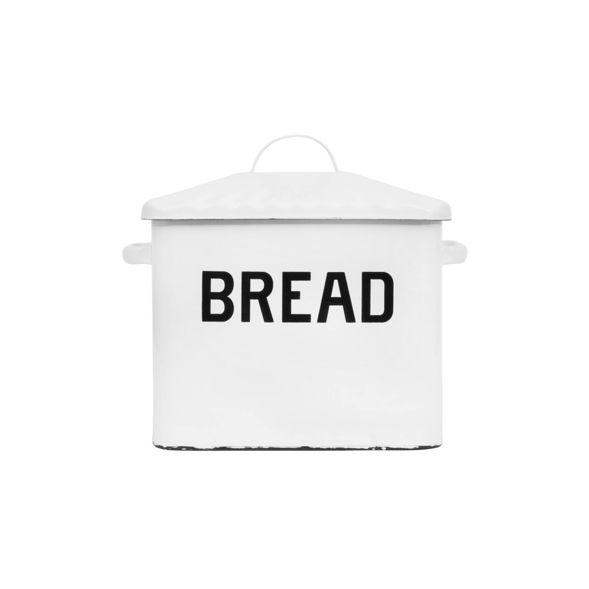 Hello Honey® 13.5" Enameled Metal Distressed White Bread Box with Lid